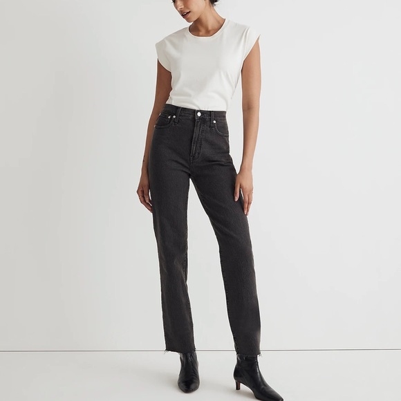 Madewell Denim - Madewell The Perfect Vintage Straight Jean 28 Lunar Wash Raw Hem